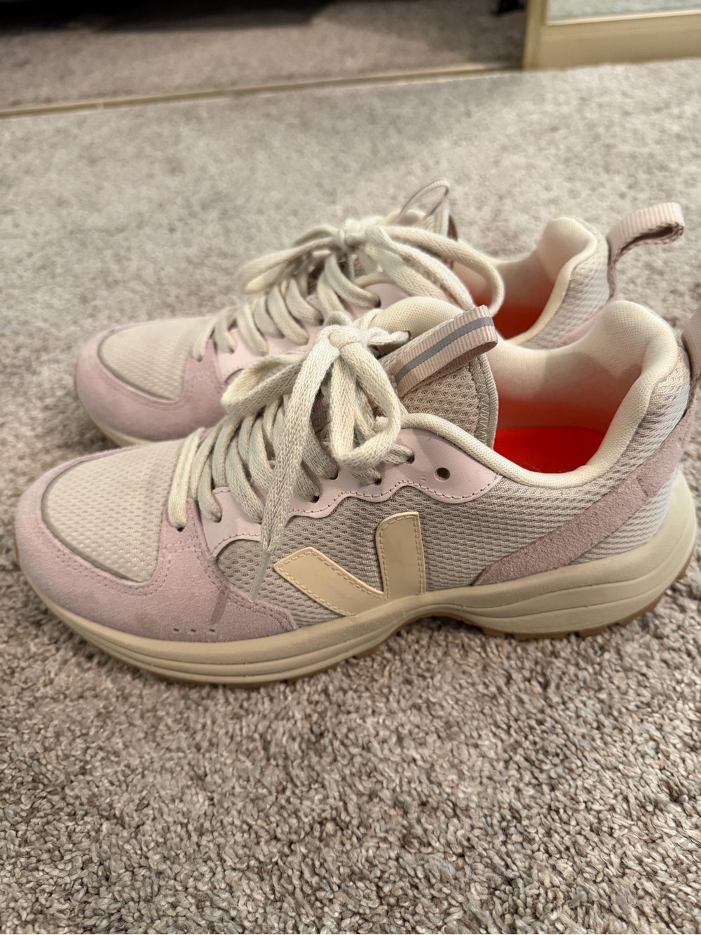 Veja Light Pink Women's Athletic Sneakers with Cream Accents